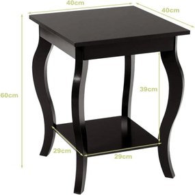Conjunto de 2 mesas de cabeceira de 2 camadas com pernas curvas para quarto, sala de estar e sala de estar 40 x 40 x 60 cm castanho