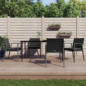vidaXL 5 pcs conjunto de jantar p/ jardim c/ almofadões vime PE e aço