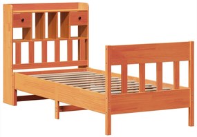 Cama sem colchão 75x190 cm madeira de pinho maciça castanho-mel