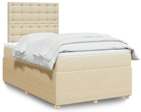 Cama boxspring com colchão 120x190 cm tecido cor creme