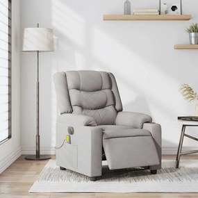 Poltrona massagens reclinável elétrica tecido cinzento-nublado