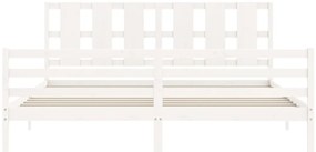 Estrutura de cama com cabeceira 200x200cm madeira maciça branco
