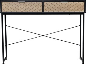 HOMCOM Mesa Consola 100x30x75 cm Mesa de Entrada Moderna com 2 Gavetas de Armazenamento Preto e Madeira | Aosom Portugal