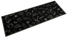 vidaXL Tapete de cozinha lavável 60x180 cm veludo padrão morning preto