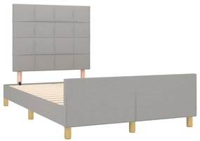 Estrutura de cama sem colchão 120x200 cm tecido cinzento-claro