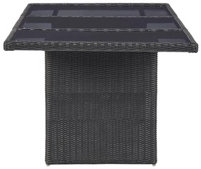 7 pcs conjunto de jantar para jardim vime PE preto
