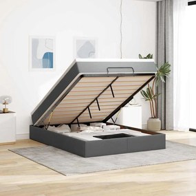 Estrutura cama otomana colchão 140x200cm tecido cinzento escuro