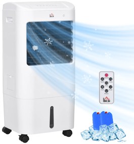 HOMCOM Climatizador Refrigerador de Ar Portátil 3 em 1 com 3 Velocidades Controlo Remoto Temporizador 7,5h Ecrã LED 37x32x78cm Branco | Aosom Portugal