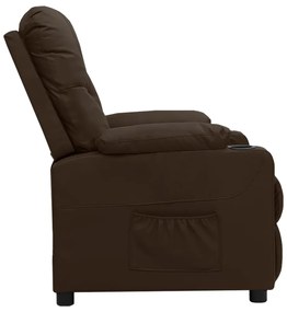 Poltrona reclinável couro artificial castanho