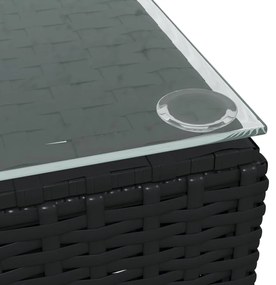 4 pcs conjunto lounge de jardim c/ almofadões vime PE preto