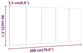 Cabeceira cama 200x1,5x80 cm derivados madeira cimento cinzento