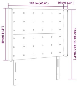 Cabeceira cama c/ abas veludo 103x16x118/128 cm azul-escuro