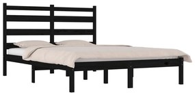 Estrutura de cama 140x190 cm madeira de pinho maciça preto