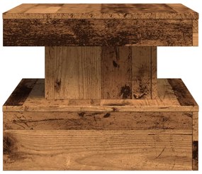 Mesa de centro com luzes LED 50x50x40 cm madeira velha