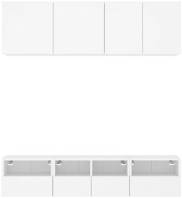 5 pcs móveis de parede p/ TV derivados de madeira branco