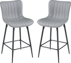 Conjunto de 2 bancos de bar em couro sintético 47 x 51 x 94 cm, com assento e encosto almofadados e apoio para os pés, com capacidade para 150 kg, par