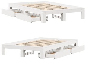Cama sem colchão 135x190 cm madeira de pinho maciça branco