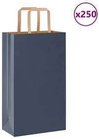 vidaXL Sacos de papel 250 unid com alças azul 21x11x36 cm