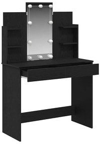Mesa de Maquiagem vidaXL com Luzes LED Carvalho Preto 96x40x142 cm