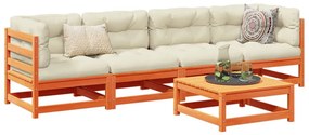 5pcs conj. sofás jardim + almofadões pinho maciço castanho-mel