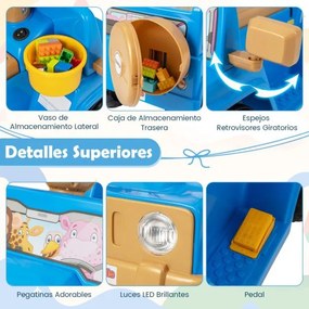 Carro elétrico 6V com sons, botão de arranque, porta-copos, luzes LED e rodas a partir dos 18 meses até 36 meses Azul marinho