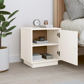 Mesa de cabeceira 40x34x45 cm madeira de pinho maciça branco