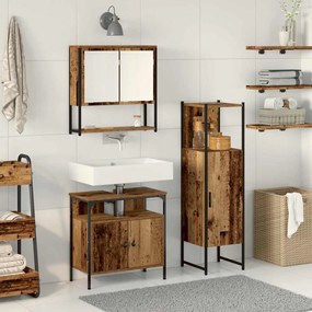 Conjunto de Móveis para Banheiro 3 Peças Madeira Envelhecida Madeira S