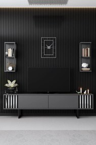 **** Conjunto de Móveis de Sala Chrome Line Set – Antracite Preto – TV