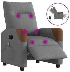 vidaXL Poltrona reclinável de massagens elétrica tecido cinza-escuro