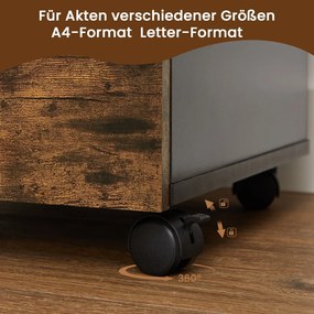 Bloco gavetas escritório com rodas e 2 gavetas 40 x 42 x 70 cm, armário para arquivos, com rodas castanho-preto