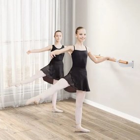 Barra de Ballet de Parede Única 120 cm Barra de Dança em Madeira Altura Fixa para Yoga Alongamento Treino em Casa Ginásio Branco