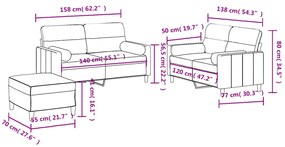 3 pcs conjunto de sofás com almofadas tecido cinzento-claro