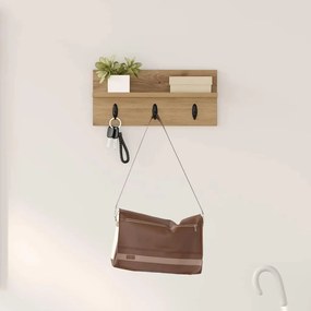vidaXL Cabideiro de Parede Carvalho Artesanal 40 x 10,5 x 18 cm