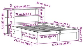 Cama c/ estante sem colchão 120x200cm pinho maciço castanho-mel