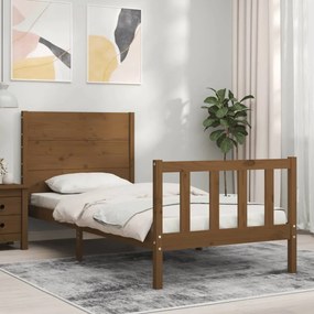vidaXL Estrutura cama cabeceira 100x200cm madeira maciça castanho-mel