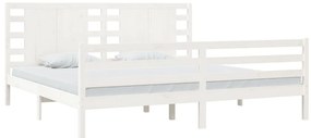 Cama sem colchão 200x200 cm madeira de pinho maciça branco
