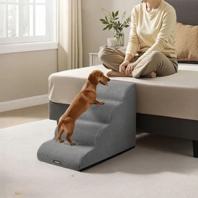 Escada para cães 72 x 40 x 50 cm com revestimento antiderrapante e 4 degraus cinza 