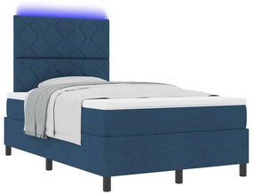 Cama Box com Colchão e Luz LED Azul, 120 x 200 cm de Tecido
