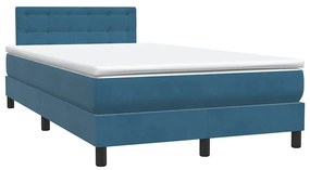 Cama com molas/colchão 120x210 cm veludo azul-escuro