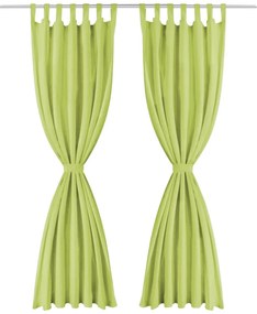 Cortinas de cetim com presilhas 2 pcs 140x245 cm verde