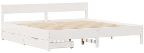 Cama sem colchão 160x200 cm madeira de pinho maciça branco