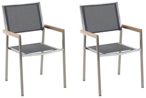 Conjunto de 2 cadeiras de jardim em metal e tela cinzenta GROSSETO Beliani