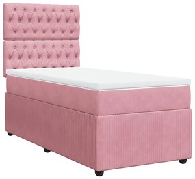 Cama com molas/colchão 80x200 cm veludo rosa