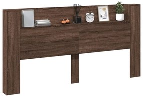 Armário cabeceira luzes LED 200x16,5x103,5 cm carvalho castanho
