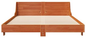 Cama sem colchão 140x200 cm madeira pinho maciça castanho-mel