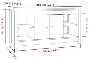 Móvel de TV 103x36,5x52 cm madeira de pinho maciça branco