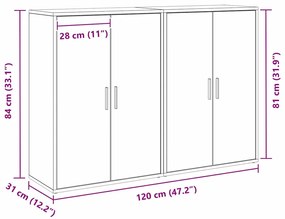 Conjunto de 2 Buffets em Carvalho Artisan 60x31x84 cm - Madeira Estrut