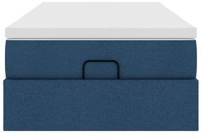 Estrutura de cama otomana com colchão 100x200cm tecido azul