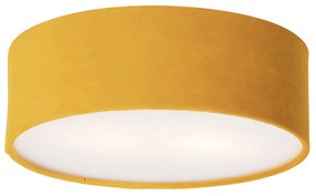 Candeeiro de teto moderno amarelo com interior dourado 30 cm - Drum Moderno