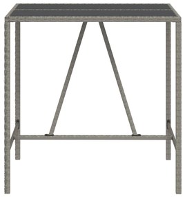 Mesa de bar com tampo de vidro 110x70x110 cm vime PE cinzento
